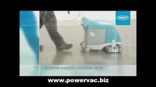 PowerVac Tennant T1 Compact Scrubber Operation Video [upl. by Tonie]