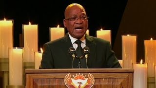 Zuma sings controversial song at Mandela funeral [upl. by Annirok]