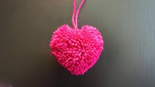 Herz Pompom basteln zum Valentinstag  how to make heart Pompom easy DIY  Herz Bommel [upl. by Isawk]