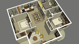 90m2  Simple house plans with 3 Bedrooms 2 Baths [upl. by Harbird]