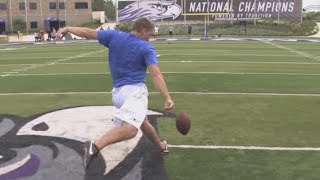 55Yard Drop Kick Field Goal  Pat McAfee  Kohls Kicking Camps [upl. by Ramalahs]