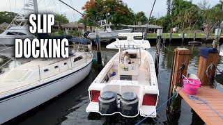 LEARN TO BACK A BOAT INTO A SLIP  How to Dock  Gale Force Twins [upl. by Repsag]