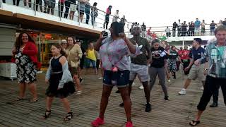 The Cupid SHUFFLE Line Dance Cruise ship Activities are awsome [upl. by Aurelius412]