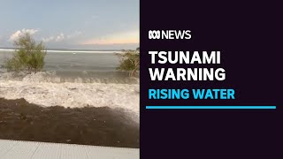 Tsunami threat for eastern Australia after underwater volcano off Tonga erupts  ABC News [upl. by Alecram597]