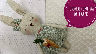 Tutorial conejita de trapo patrón gratis 🐇2021🧵❤️costuracreativaartetextilcreando [upl. by Ardnassela]