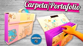 DIY  CarpetaPortafolio Reciclando Cartón  PumitaNegraArt🐾 [upl. by Ramat]