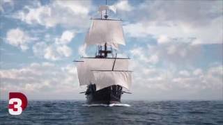 Sailing Ship 3D Animation and Flip Fluid Ocean CGI VFX [upl. by Ytsur144]