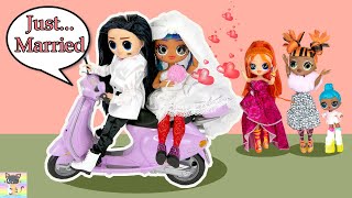 Full Movie  OMG Dolls LOL Family Punk Gurl Rocker Boi Get Married Wedding Barbie Dreamhouse Car Van [upl. by Eenalem]