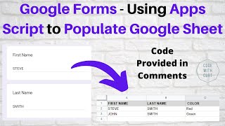 Google Form  Using Apps Script to Populate Google Sheet [upl. by Alidis804]