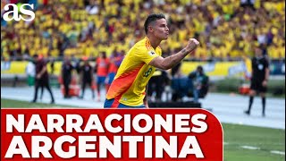 COLOMBIA 2  ARGENTINA  Las NARRACIONES ARGENTINAS al gol de JAMES [upl. by Ainna]