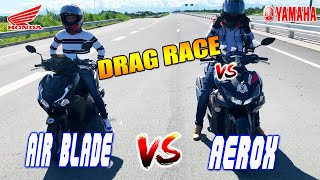 Honda Airblade 150 vs Yamaha Aerox 155  Drag race [upl. by Ahtekahs509]