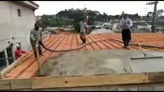 Funny construction fail concrete roof falls [upl. by Suoinuj]