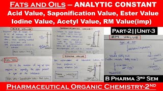 Fats and Oils  Analytic constant  part2  pharmaceutical organic chemistry 2  B pharma 3rd sem [upl. by Siro]