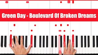 Boulevard Of Broken Dreams Green Day Piano Tutorial Easy Chords [upl. by Nit622]