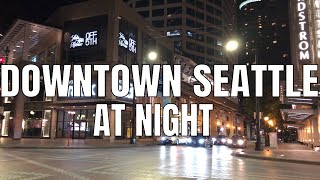 Downtown Seattle Washington at Night 2019  4k  Virtual Walking Tour  Washington State  City [upl. by Oab]