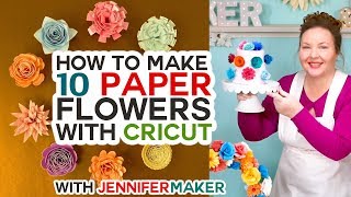 How to Make Paper Flowers in Cricut Design Space  All 10 Flowers [upl. by Chemush369]