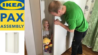 IKEA PAX Wardrobe Assembly with IKEA HASVIK Sliding Doors [upl. by Luehrmann]