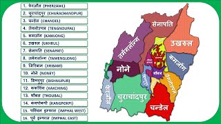 Manipur Districts Name मणिपुर के सभी जिले  Manipur Map [upl. by Ahsenac]