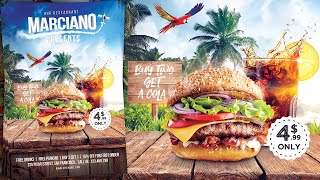 Burger Restaurant Advertising PosterFlyer Design  Photoshop Tutorial [upl. by Asilrahc]