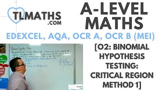 ALevel Maths O208 Binomial Hypothesis Testing Critical Region Method 1 [upl. by Ecnerrat540]