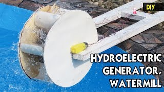 How to make a mini HYDROELECTRIC GENERATOR  DIY PVC Watermill [upl. by Colville923]