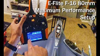 EFlite F16 80mm Mixing FlapTaileron Maximum Performance Setup [upl. by Rekyr]