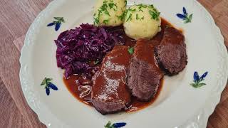 Germany 🇩🇪 how to make Sauerbraten with Potato Dumplings and Red Cabbage [upl. by Rfinnej498]