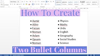 How To Create Two Bullets Columns In Microsoft Word  Making Two Bullet Columns In MS Word [upl. by Philly]