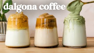 DALGONA COFFEE Recipes ☕️ 3 FLAVORS 3 FROTHY Techniques [upl. by Lynnea]