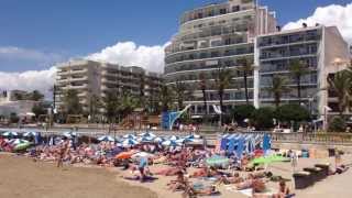 Sitges Gay Beach Spain Calipolis Hotel in the background [upl. by Notloc]