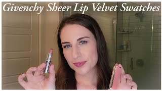 GIVENCHY SHEER LIP VELVET  REVIEW AND SWATCHES [upl. by White]