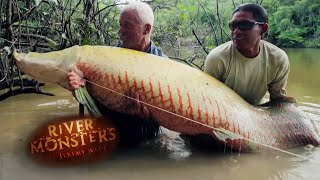 Hooking a Monsterous Arapaima On a Fly  ARAPAIMA  River Monsters [upl. by Nojid720]