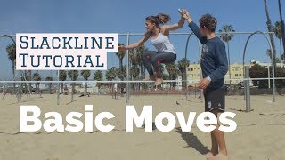 Slackline Tutorial Basic Beginner Moves [upl. by Ylak245]