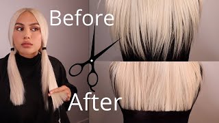 HOW TO TRIM YOUR OWN HAIR BLUNT [upl. by Inal512]