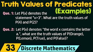 Finding The Truth Values of Predicates Examples [upl. by Cowie262]