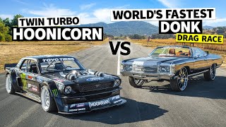 World’s Fastest Donk 1500hp vs Ken Block’s 1400hp AWD Ford Mustang [upl. by Aicac]