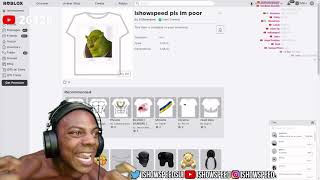 iShowSpeed Spends 18 Million Robux On A Shrek TShirt [upl. by Yralam]