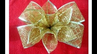 Moños navideños con flores en cintas de organza [upl. by Mirelle]