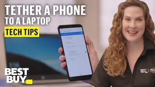 Tethering a Phone to a Laptop  Tech Tips from Best Buy [upl. by Gonick341]