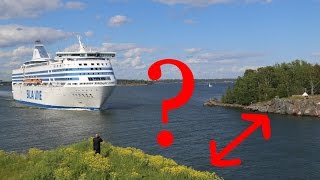 Huge Baltic ferry crossing a narrow path  Suomenlinna Helsinki [upl. by Latnahs]