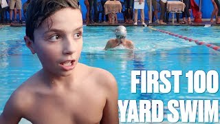 TENYEAROLD SWIMMERS FIRST 100 YARD FREESTYLE RACE  SWIMMING IN BACK TO BACK EVENTS  SWIM MEET [upl. by Turley]