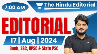 17 August 2024  The Hindu Analysis  The Hindu Editorial  Editorial by Vishal sir  Bank SSCUPSC [upl. by Yv]