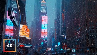 Snowfall in Times Square NYC  Walking in New York City in the Winter Snow 4k [upl. by Talanian433]