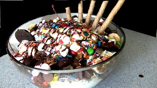 Massive Ice Cream Sundae Challenge 11000 Calories [upl. by Adnorrehs34]