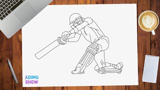 How To Draw A Cricket Player [upl. by Aubigny859]