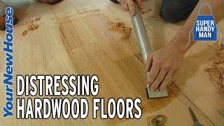 Distressing Hardwood Floors  DIY Hand Scraping [upl. by Anitap]