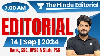 14 September 2024  The Hindu Analysis  The Hindu Editorial  Editorial by Vishal sir  Bank  SSC [upl. by Iline98]