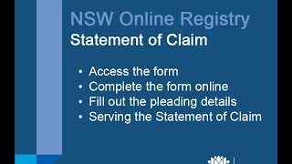 NSW Online Registry  Statement of Claim [upl. by Hannahoj606]