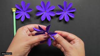 Violet Paper Flowers  VERY EASY  Step By Step Tutorial  Paper Crafts  Home Decorations [upl. by Liag]