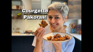 COURGETTE ONION PAKORA  Super easy pakora recipe  Vegan pakora  Crispy bhajia  Food with Chetna [upl. by Cirdnek]